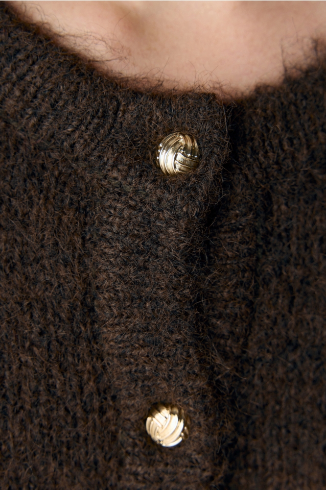 OBJSAGGIA RE L/S KNIT CARDIGAN NOOS 23046886 SEAL BROWN/MELANGE